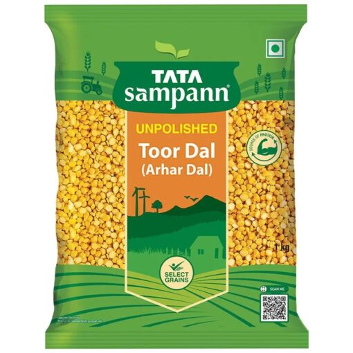 Tata Sampann Toor Dal/Arhar Dal - Rich In Protein, For Homemade Meals, 1 kg Pouch - Image 2