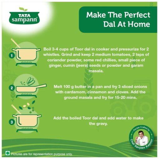Tata Sampann Toor Dal/Arhar Dal - Rich In Protein, For Homemade Meals, 1 kg Pouch - Image 6