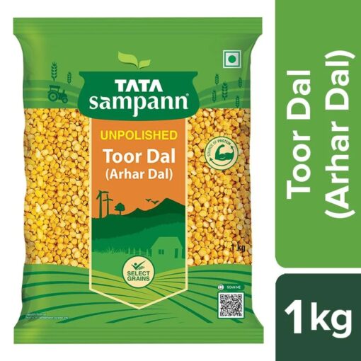 Tata Sampann Toor Dal/Arhar Dal - Rich In Protein, For Homemade Meals, 1 kg Pouch