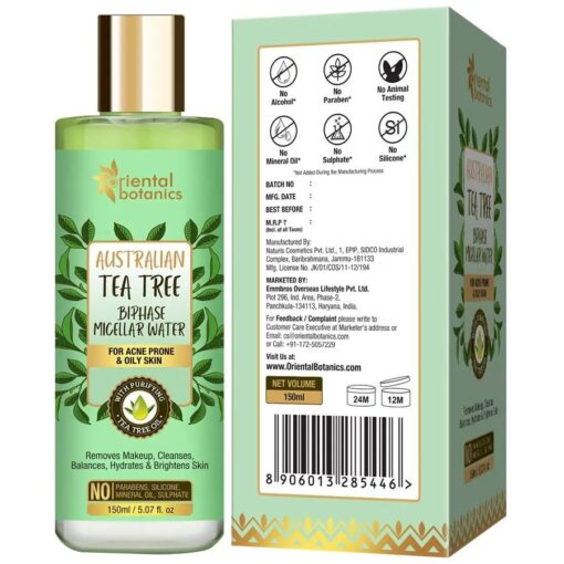 Oriental Botanics Australian Tea Tree Anti Acne Bi-Phase Micellar Water, 150 ml - Image 2
