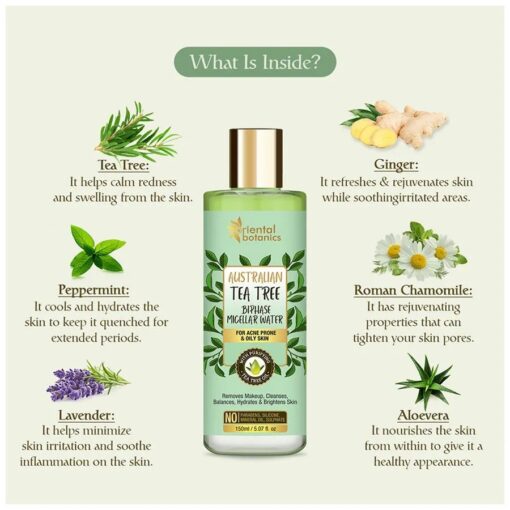 Oriental Botanics Australian Tea Tree Anti Acne Bi-Phase Micellar Water, 150 ml - Image 6