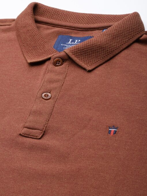 Louis Philippe Sport Men Brown Polo Collar T-shirt - Image 3