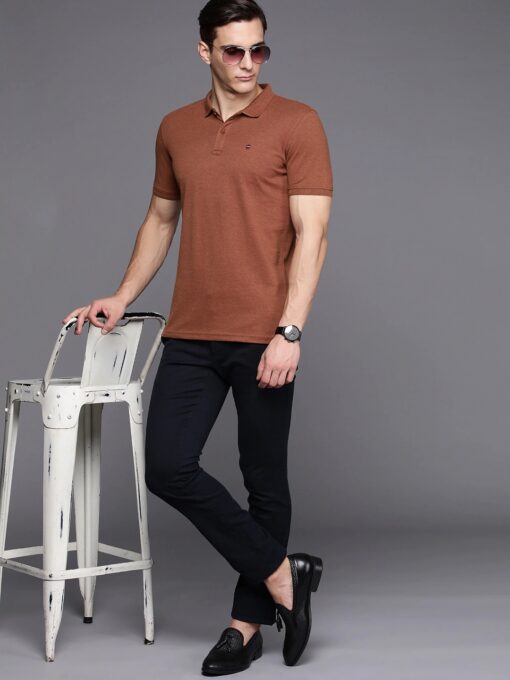 Louis Philippe Sport Men Brown Polo Collar T-shirt - Image 4