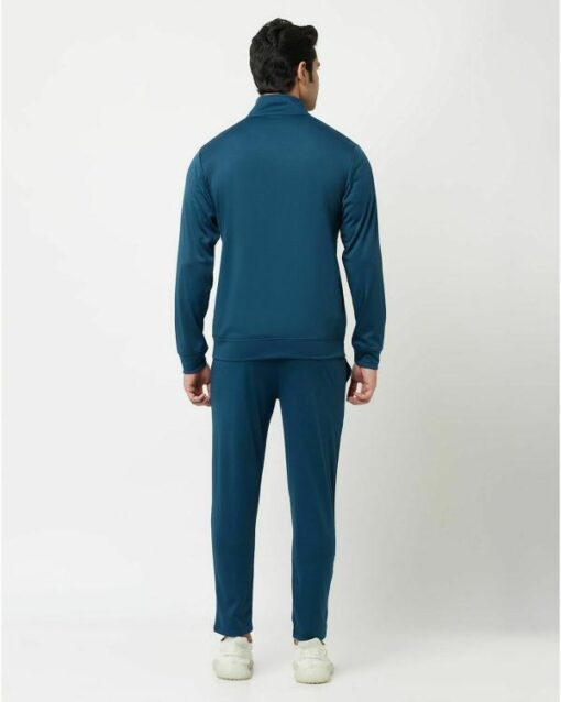 Glito Blue & Black Color Blocked Stretchable Regular Fit Gym Wear Track Suit For Men - Image 4