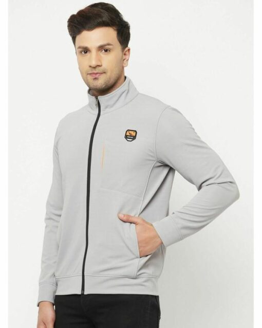 Glito Grey Solid Dry-Fit Regular Fit Sports Wear Jacket/Upper For Men - Image 2