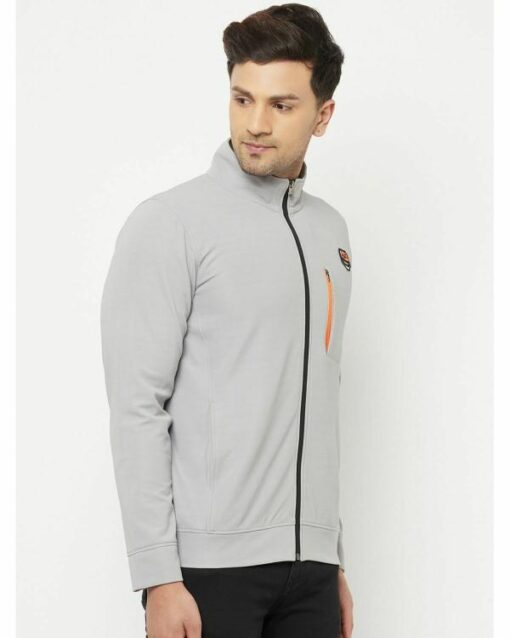 Glito Grey Solid Dry-Fit Regular Fit Sports Wear Jacket/Upper For Men - Image 3