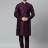 Hang-up Men Purple Embroidery Dupion Kurta Pyjama Set