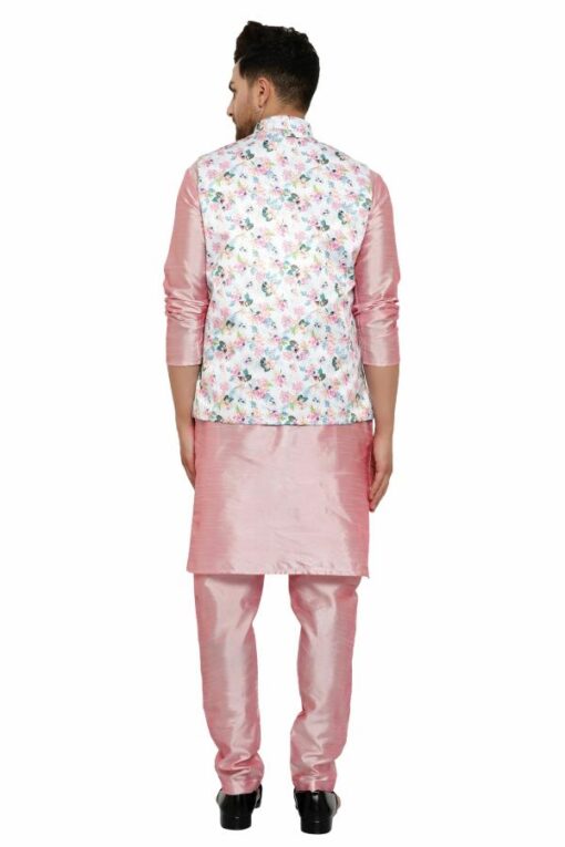 ONNIX Men Kurta, Waistcoat and Pyjama Set Silk Blend - Image 2