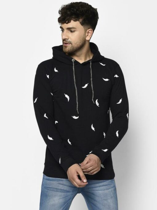 Smartees Men Black Printed Cotton Blend Sweatshirt