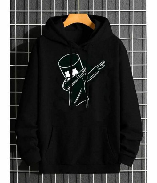 Smartees Men Full Sleeve Black Hooded Sweatshirt