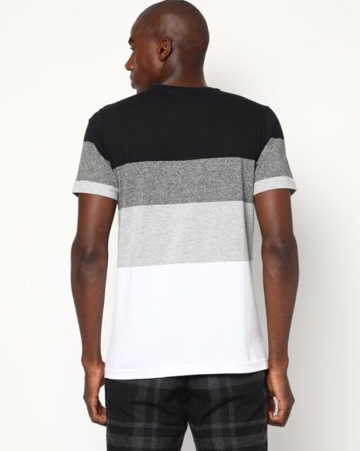Striped Slim Fit Shirt with Cut-Away Collar - Image 2