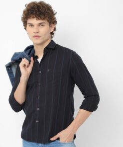 Striped Slim Fit Shirt with Cut-Away Collar (Copy)