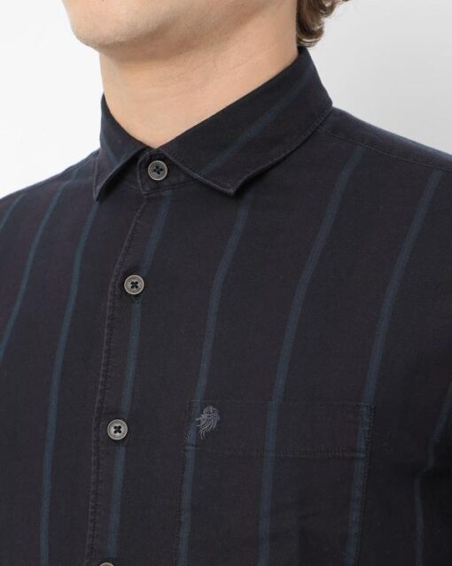 Striped Slim Fit Shirt with Cut-Away Collar (Copy) - Image 3
