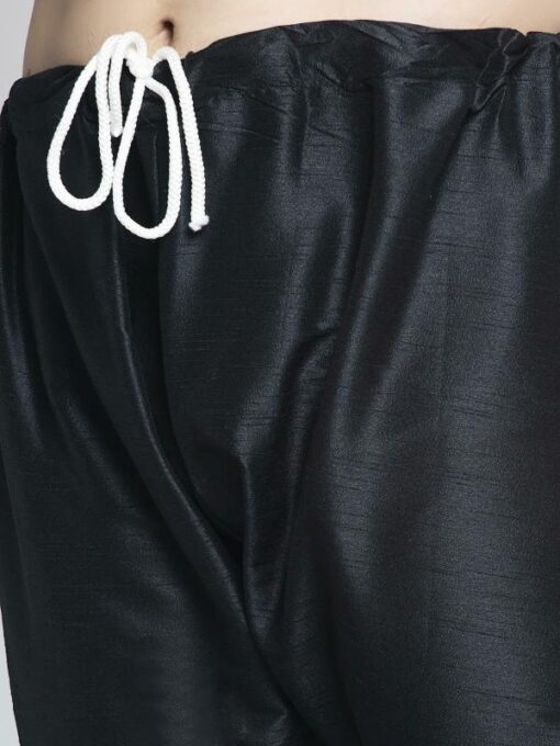 Benstoke Men's Silk Blend Black Kurta With Pyjama & Black Nehru Jacket - Image 5