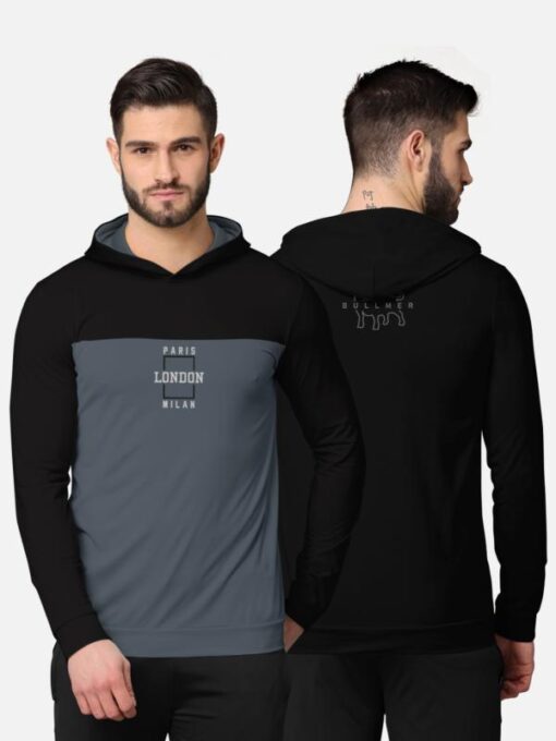 BULLMER Men Black Cotton Blend Printed Single Sweatshirts
