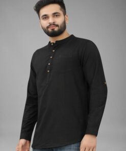 FILOSE JEANS Mens Wear Pure Cotton Black Color Short Kurta