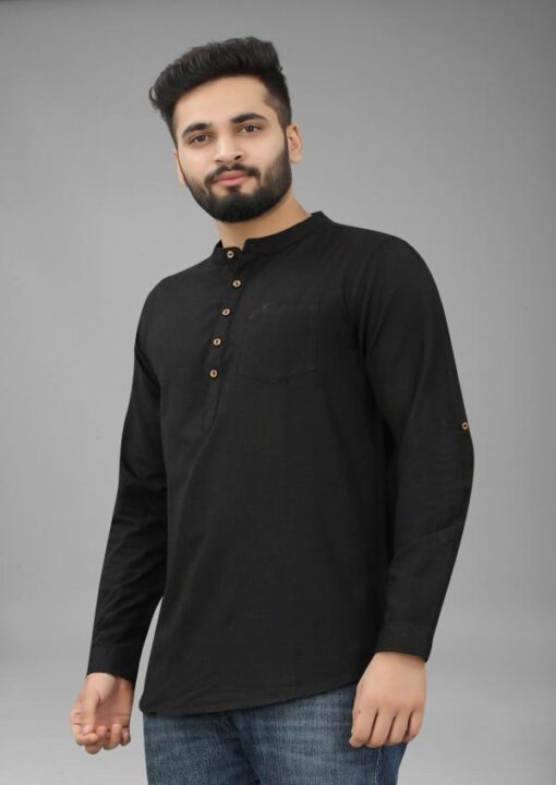 FILOSE JEANS Mens Wear Pure Cotton Black Color Short Kurta