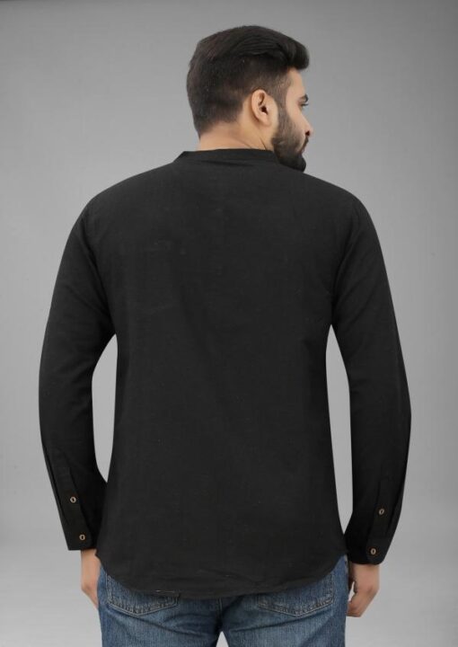 FILOSE JEANS Mens Wear Pure Cotton Black Color Short Kurta - Image 2
