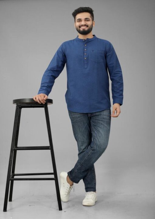FILOSE JEANS Mens Wear Pure Cotton Black Color Short Kurta - Image 6