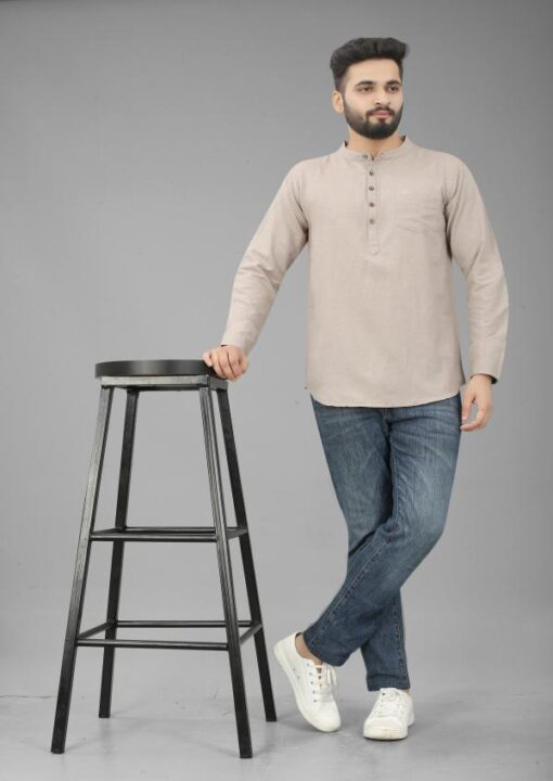 FILOSE JEANS Mens Wear Pure Cotton Black Color Short Kurta - Image 8