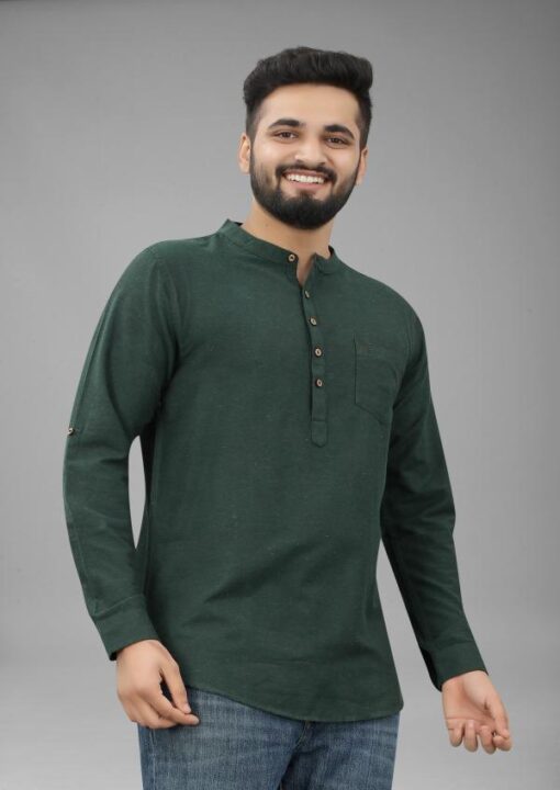 FILOSE JEANS Mens Wear Pure Cotton Black Color Short Kurta - Image 9