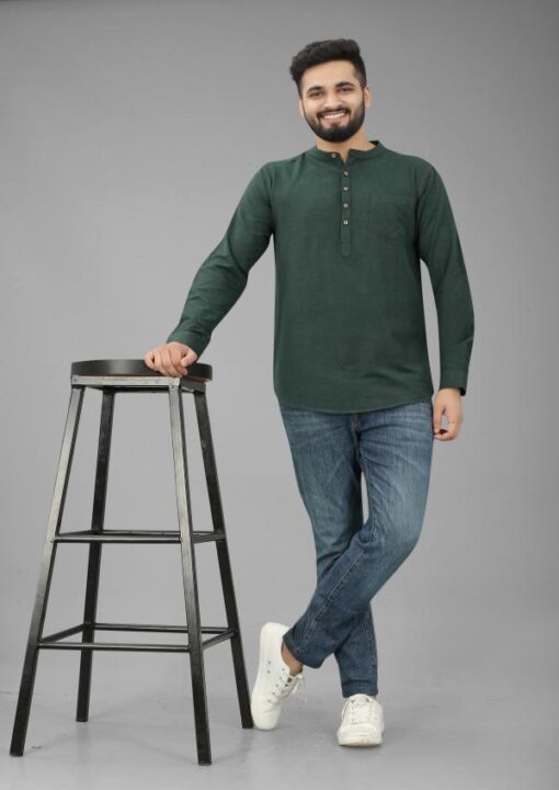 FILOSE JEANS Mens Wear Pure Cotton Black Color Short Kurta - Image 10
