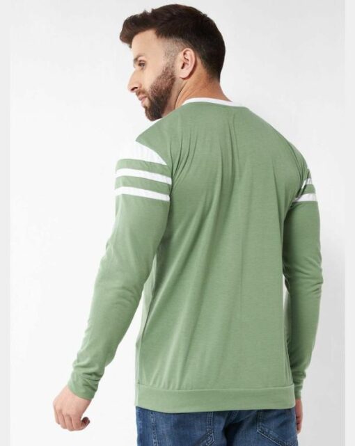 Gritstones Men Moss Black and White Color Round Neck Colorblock Cotton T-Shirt - Image 6