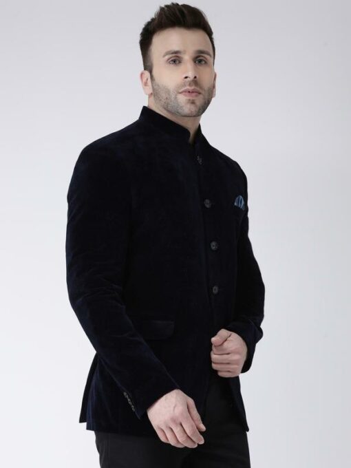 Hangup Men's Blazer Velvet Regular Solid Blue5ButtonVelvetBlazer - Image 5