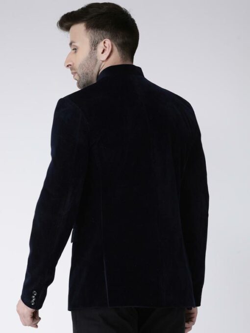 Hangup Men's Blazer Velvet Regular Solid Blue5ButtonVelvetBlazer - Image 6