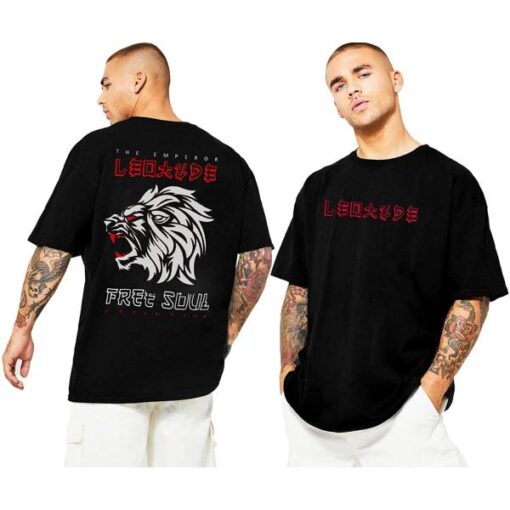LEOTUDE Cottonblend Half Sleeve Back Print Oversized T-Shirts for Men