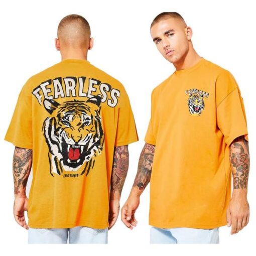 LEOTUDE Cottonblend Half Sleeve Back Print Oversized T-Shirts for Men