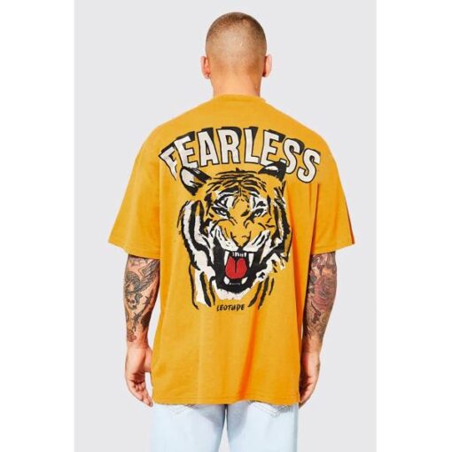 LEOTUDE Cottonblend Half Sleeve Back Print Oversized T-Shirts for Men - Image 2