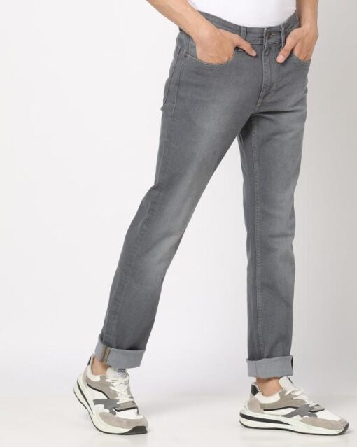 Mid-Wash Skinny Fit Jeans