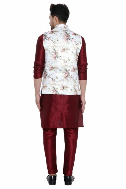 ONNIX Men Kurta, Waistcoat and Pyjama Set Silk Blend - Image 2