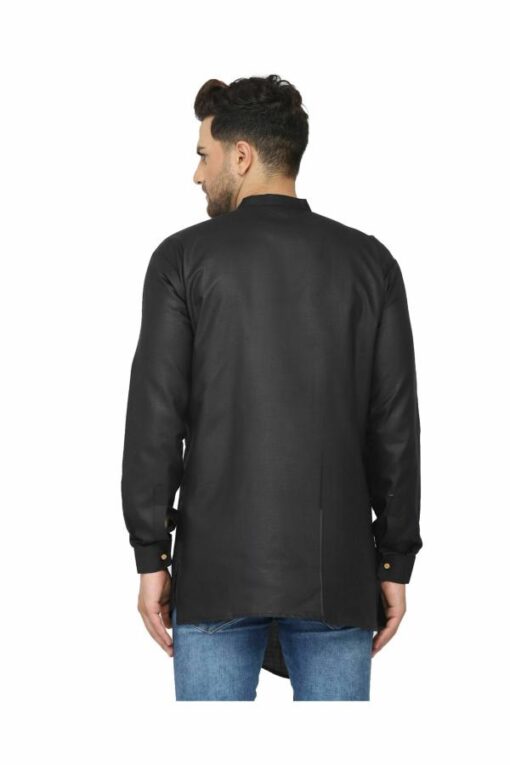 ONNIX Men's Black Short Kurta Pure Cotton, Designer Kurta, Stylish Kurta, Cut Kurta for Men - Image 2