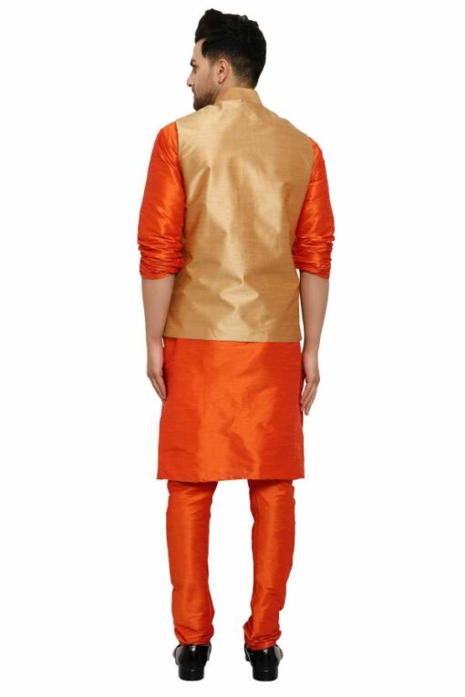ONNIX Men's Silk Kurta Pajama With Modi Jacket, nehru Jacket With Kurta Pajama, Wedding Dress For Men, Indian Waistcoat For Men - Image 2