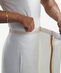 Suman Tex Mens Welcro pocket dhoti/velcro pocket mundu/single pocket dhoti/Jari Cotton dhoti/Zari cotton dhoti Jari cotton pocket dhoti