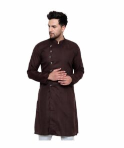 RYLEN Men's Brown Stylish Kurta, Designer Kurta, Pure Cotton Kurta For Men