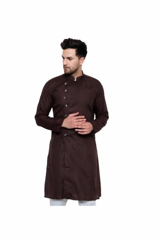 RYLEN Men's Brown Stylish Kurta, Designer Kurta, Pure Cotton Kurta For Men
