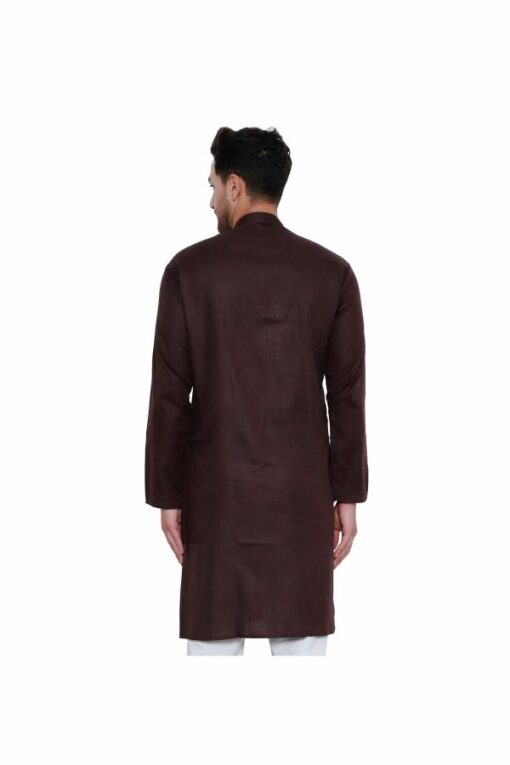 RYLEN Men's Brown Stylish Kurta, Designer Kurta, Pure Cotton Kurta For Men - Image 2