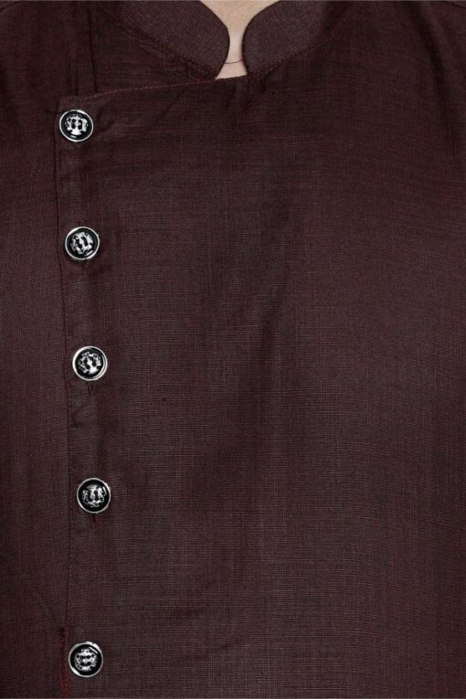 RYLEN Men's Brown Stylish Kurta, Designer Kurta, Pure Cotton Kurta For Men - Image 5