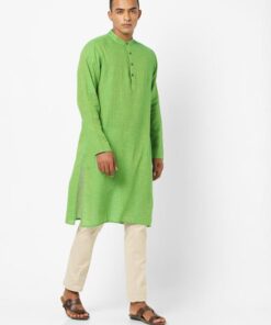 Slim Fit Cotton Kurta with Mandarin Collar
