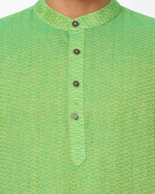 Slim Fit Cotton Kurta with Mandarin Collar - Image 4