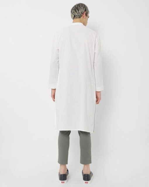 Slim Fit Kurta with Band Collar - Image 3