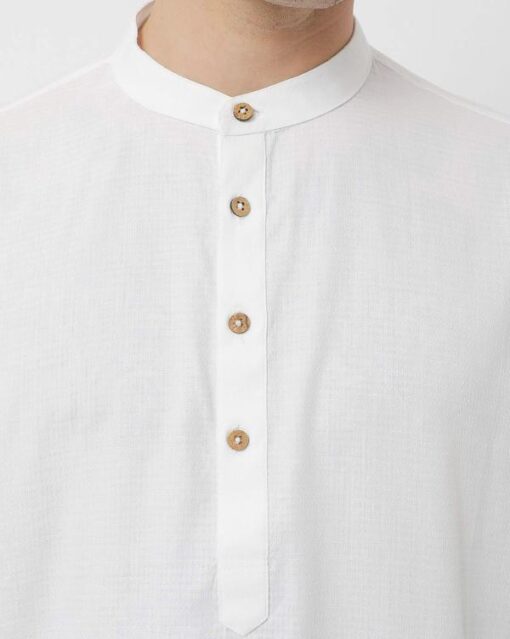 Slim Fit Kurta with Band Collar - Image 4