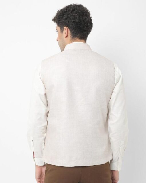 Slim Fit Nehru Jacket with Welt Pockets - Image 2