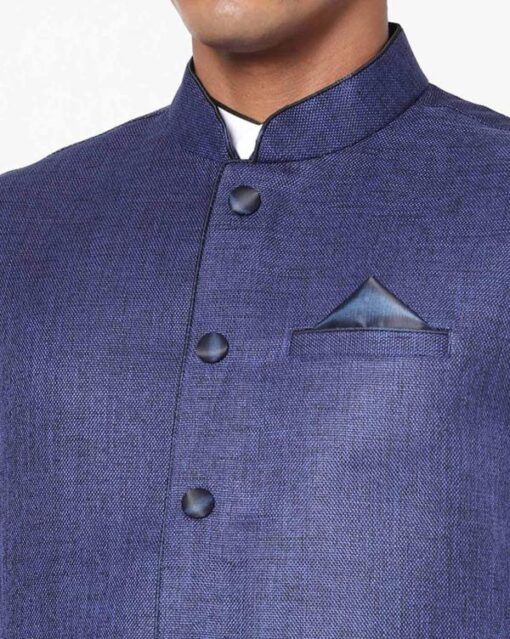 Slim Fit Nehru Jacket with Welt Pockets - Image 5