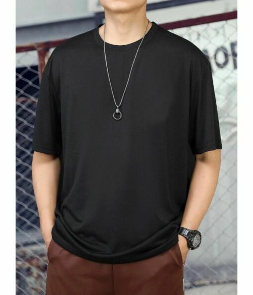 Smartees Men Black Over-Sized Round Neck T-shirt - Image 2