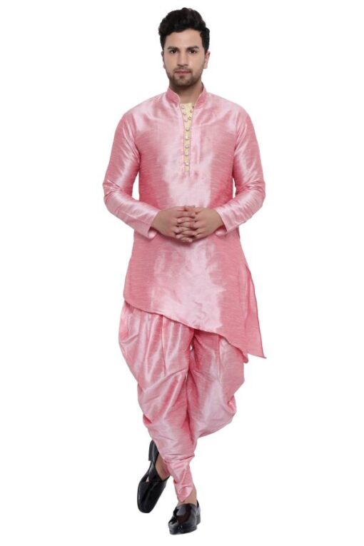 VOLRIX Men Silk Dhoti Kurta Set