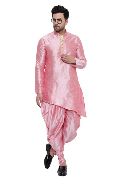 VOLRIX Men Silk Dhoti Kurta Set - Image 2